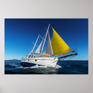 Ozean-Segeln in einer Yacht Poster