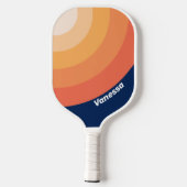 Ozean Sonne Herbst Kreis Streifen mit Namen Pickleball Schläger (Rückseite)