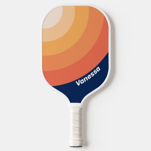 Ozean Sonne Herbst Kreis Streifen mit Namen Pickleball Schläger (Vorderseite)