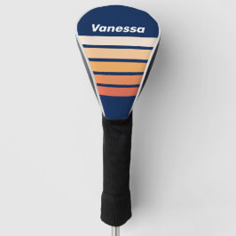 Ozean-Sonnen-Fall-Quer-Streifung mit Namen Golf Headcover