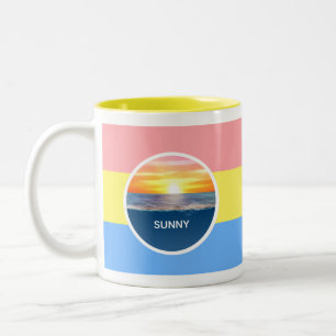 Ozean-Sonnenaufgang in Pastellfarben Zweifarbige Tasse