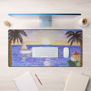 Ozean-Sonnenaufgang-Kunstbild Schreibtischunterlage