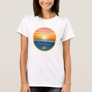 Ozean Sonnenaufgang und Schildkröte T-Shirt