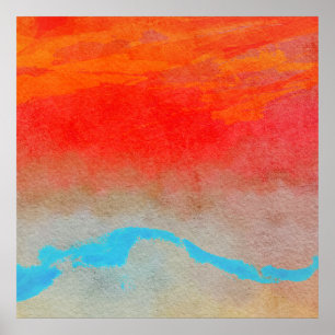 Ozean-Sonnenuntergang Abstrakt Poster
