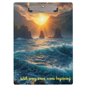 Ozean Sonnenuntergang Berg Zitat Inspirierend Natu Klemmbrett