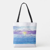 Ozean-Sonnenuntergang mit Wal-Aquarell-Tasche Tasche (Rückseite)