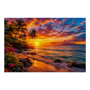 Ozean-Sonnenuntergangs-Fluchtposter Poster