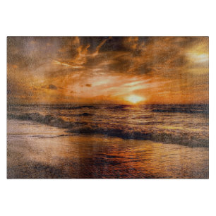 Ozean-Sonnenuntergangs-Landschaft Glas-Schneidbret Schneidebrett