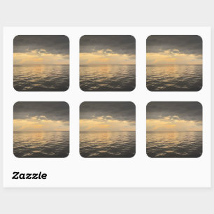 Ozean-Sonnenuntergangs-Reflexionsfotografie-Schöne Quadratischer Aufkleber