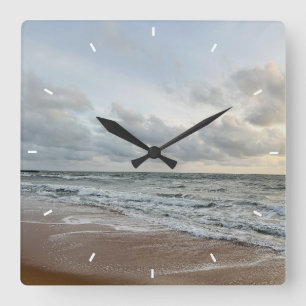 Ozean-Sonnenuntergangs-Strand-Wanduhr Küsten-Nat Quadratische Wanduhr