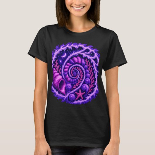 Ozean Spirale Psychedelische Schale Vortex Kunst | T-Shirt (Vorderseite)