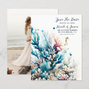 Ozean Spritzer Meereskoralle Aquarell Save-the-Dat Einladung