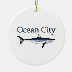 Ozean-Stadt-Maryland-Logo (Makohaifisch) Keramikornament