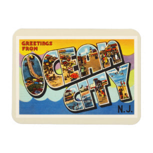 Ozean-Stadt-New-Jersey NJ Vintage Reise-Postkarte Magnet