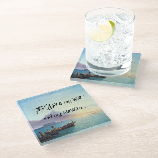 Ozean-Strand-Boots-Lord ist mein heller Glasuntersetzer (Schrägansicht)