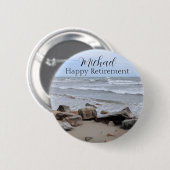 Ozean Strand Foto Sonderbotschaft und Name Button (Vorne & Hinten)