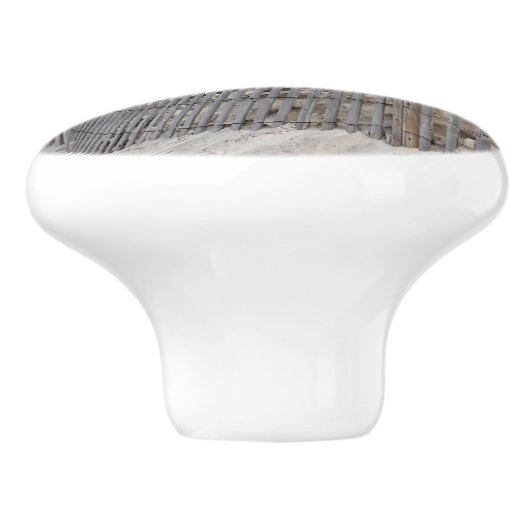 Ozean-Strand und verwitterter Zaun Keramikknauf (Seitenansicht)