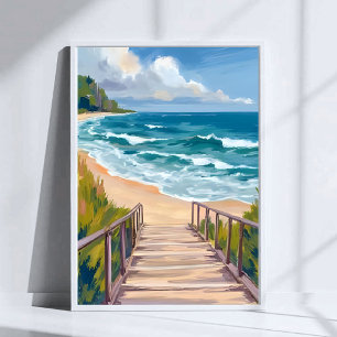 Ozean-Strandpromenade   Küstenwellen Poster
