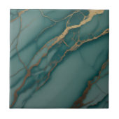 Ozean-Teal-Marmor mit metallischen Goldadern Fliese (Vorderseite)
