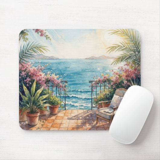 Ozean-Terrasse mit friedlicher Aussicht Mousepad (Mit Mouse)