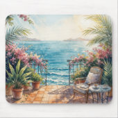 Ozean-Terrasse mit friedlicher Aussicht Mousepad (Vorne)