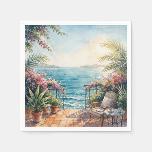 Ozean-Terrasse mit friedlicher Aussicht Serviette (Vorderseite)