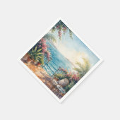 Ozean-Terrasse mit friedlicher Aussicht Serviette (Ecke)