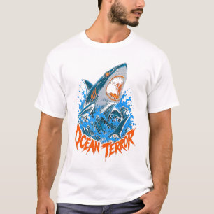 Ozean-Terror-Hai-Grafik Herren T-Shirt