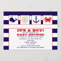 Ozean-themenorientierte Babyparty-Einladung