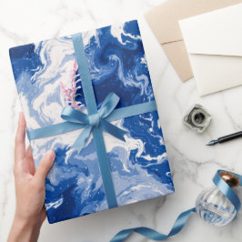 Ozean Tiefblauer Fluss Weiß Abstraktes Muster Geschenkpapier
