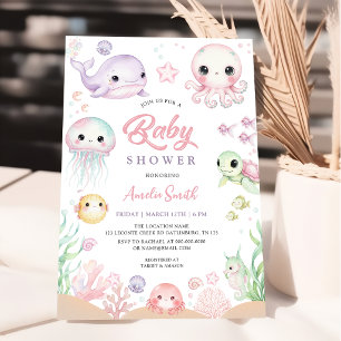 Ozean-Tier-Baby-Party Einladung