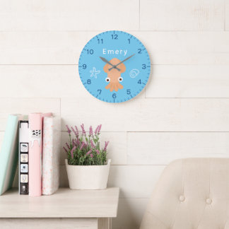 Ozean-Tintenfisch-Uhr mit individuellem Namen für  Große Wanduhr