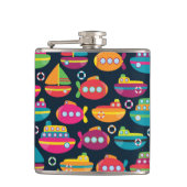 Ozean-Transport-Muster Flachmann (Vorderseite)