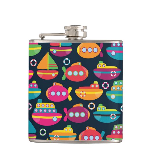 Ozean-Transport-Muster Flachmann (Vorderseite)