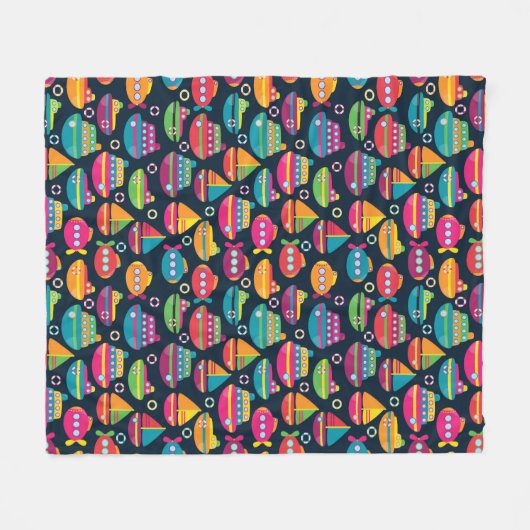 Ozean-Transport-Muster Fleecedecke (Vorderseite (Horizontal))