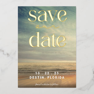 Ozean-Tropisches Goldfolien-Save-The-Date Folieneinladung