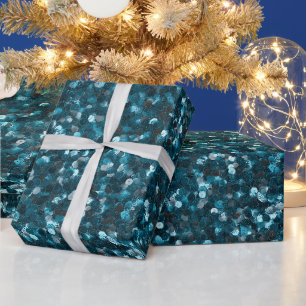 Ozean Türkis Schimmer Blau Glitter Muster Geschenkpapier