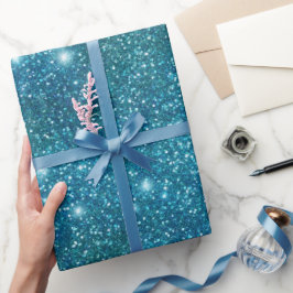 Ozean Türkis Schimmer Blau Glitter Muster Geschenkpapier