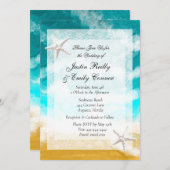Ozean türkisfarbene Waves Küste Hochzeit Invi Einladung (Vorne/Hinten)