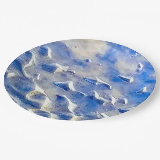 Ozean und Himmelblau Pappteller (Schrägansicht)