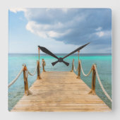 Ozean und Long Dock Quadratische Wanduhr (Vorderseite)