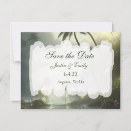Ozean und Palmen Bäume Serene Wedding Save the Dat Einladung