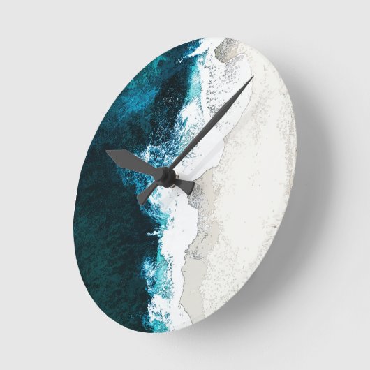 Ozean und Strand Runde Wanduhr (Winkel)