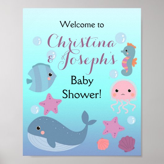 Ozean Under Sea Girl Babydusche Begrüßung Poster (Vorne)