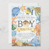 Ozean Under the Sea Boy Baby Shower Einladung (Vorderseite)