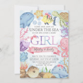 Ozean Under the Sea Girl Shower Einladung (Vorderseite)