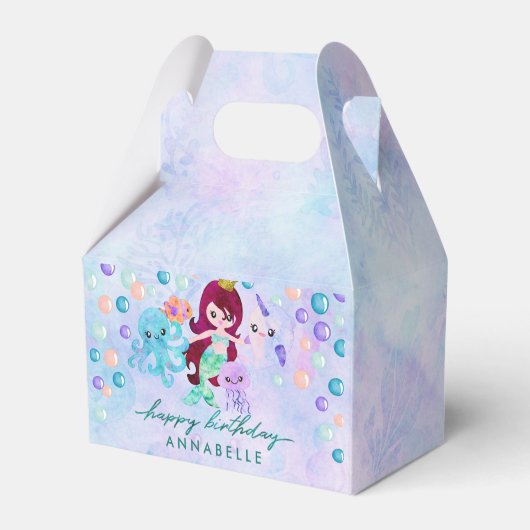 Ozean Unter dem Meer Meerjungfrau Thema Happy Birt Geschenkschachtel (Rückseite)