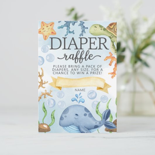 Ozean unter dem Meer Windelkreuz Einsteckkarte Einladung (Stehend Vorderseite)