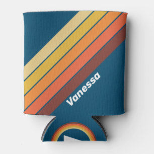 Ozean Vintage Vibe Streifen mit Namen Dosenkühler
