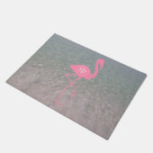 Ozean-Wasser-Monogramm-Rosa-Flamingo-Fußmatte Fußmatte (Schrägansicht)